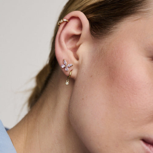 ORELIA Mini Crystal Drop Hoop - Image 2