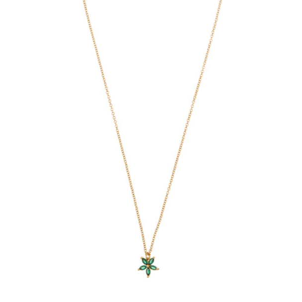 ORELIA Emerald Crystal Flower Necklace - Image 1