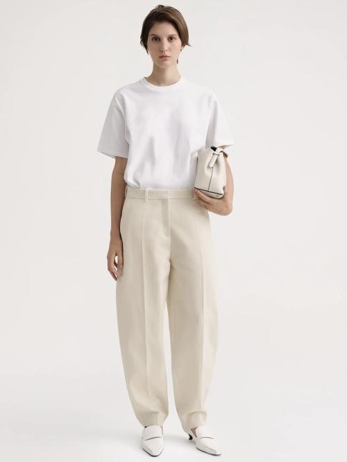 Barrel Leg Cotton Trousers 