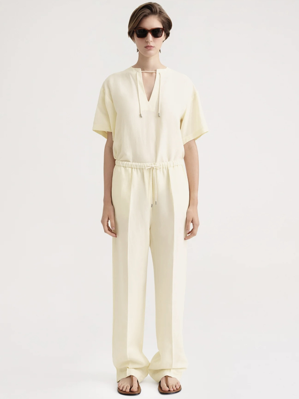 Press-Creased Drawstring Trousers - Image 1