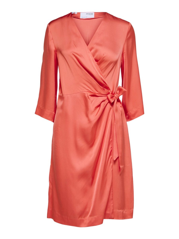 SELECTED FEMME Franziska Satin Wrap Dress - Image 1