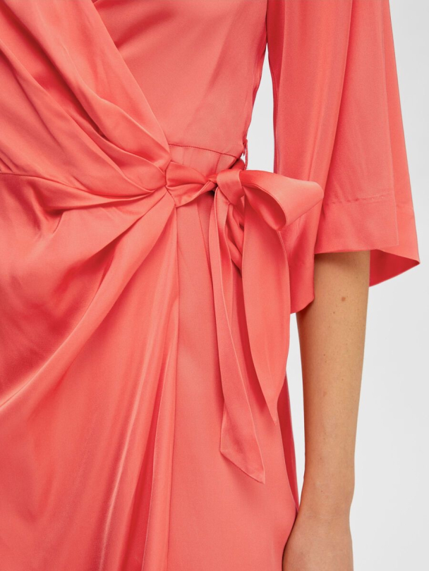 SELECTED FEMME Franziska Satin Wrap Dress - Image 3