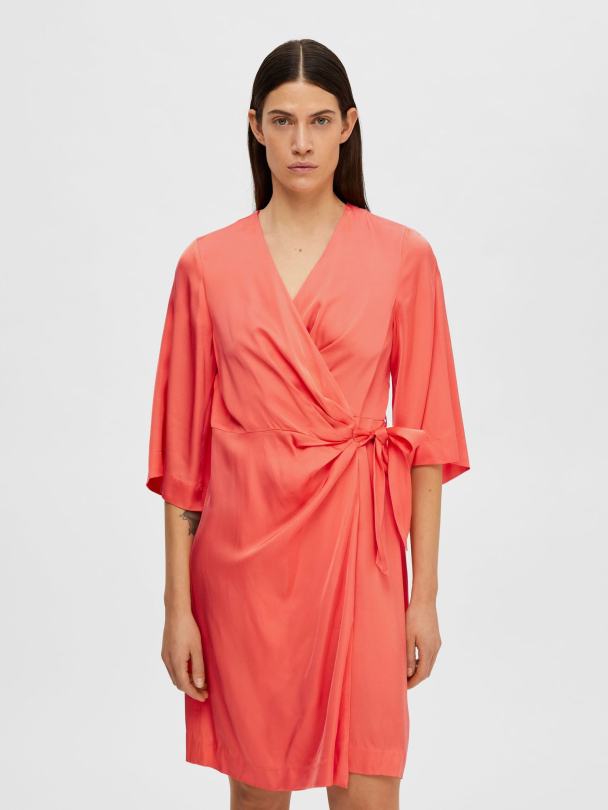 SELECTED FEMME Franziska Satin Wrap Dress - Image 4