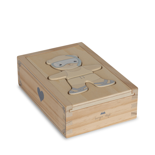 KONGES SLØJD - WOODEN TEDDY DRESS-UP PUZZLE BLUE - Image 4