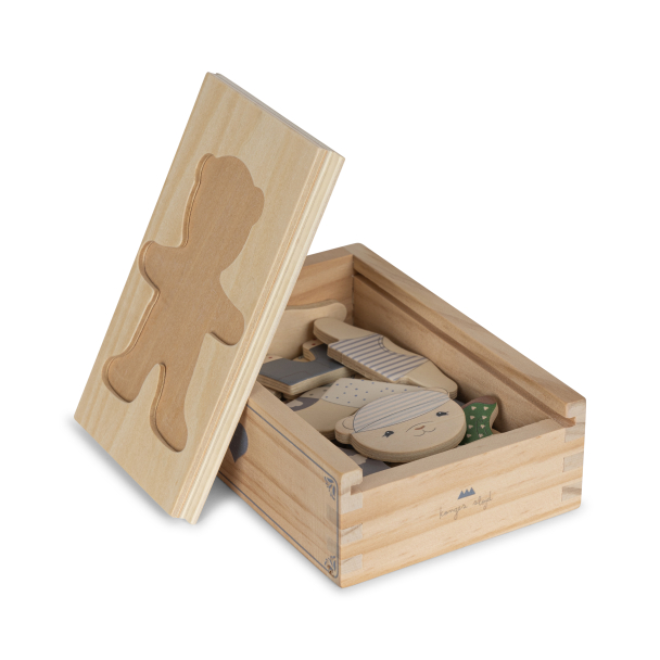KONGES SLØJD - WOODEN TEDDY DRESS-UP PUZZLE BLUE - Image 1
