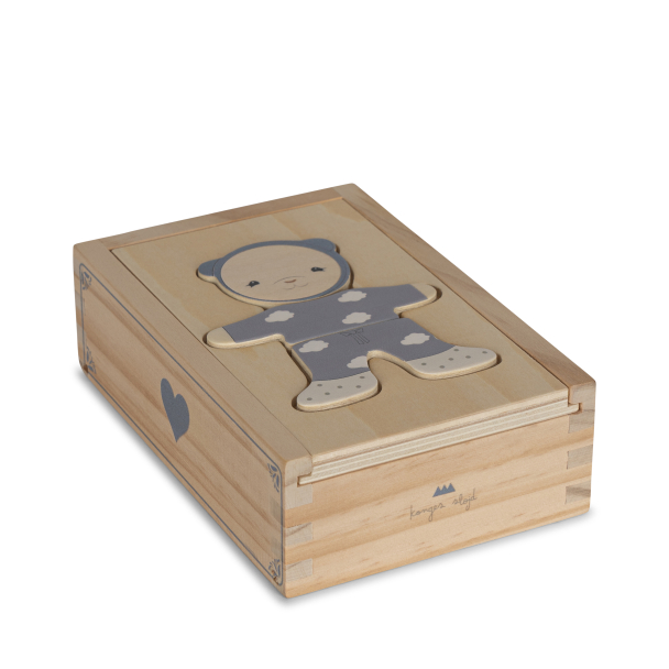KONGES SLØJD - WOODEN TEDDY DRESS-UP PUZZLE BLUE - Image 6