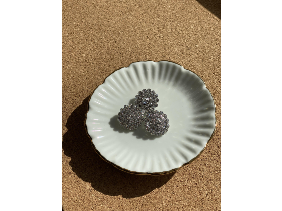 Knapp - Sølv m/ crystal - 15 mm