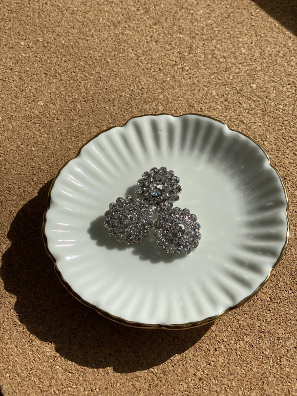 Knapp - Sølv m/ crystal - 20,5 mm