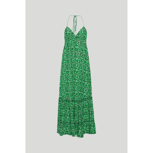 Fine Jacquard Maxi Dress - Classic Green Comb
