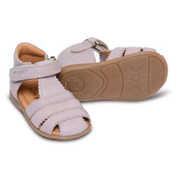 POM POM - STARTERS SCALLOP VELCRO SANDAL LIGHT LAVENDER