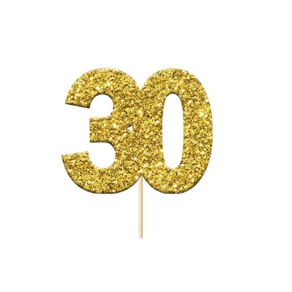 Kaketopp #30 Tosidig gull glitter 12 stk