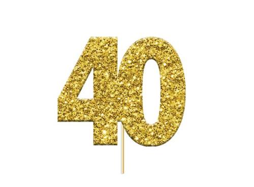 Kaketopp #40 Tosidig gull glitter 12 stk