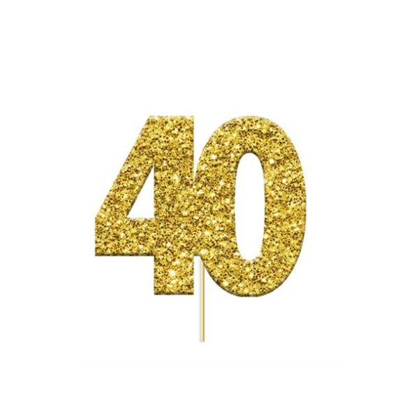 Kaketopp #40 Tosidig gull glitter 12 stk