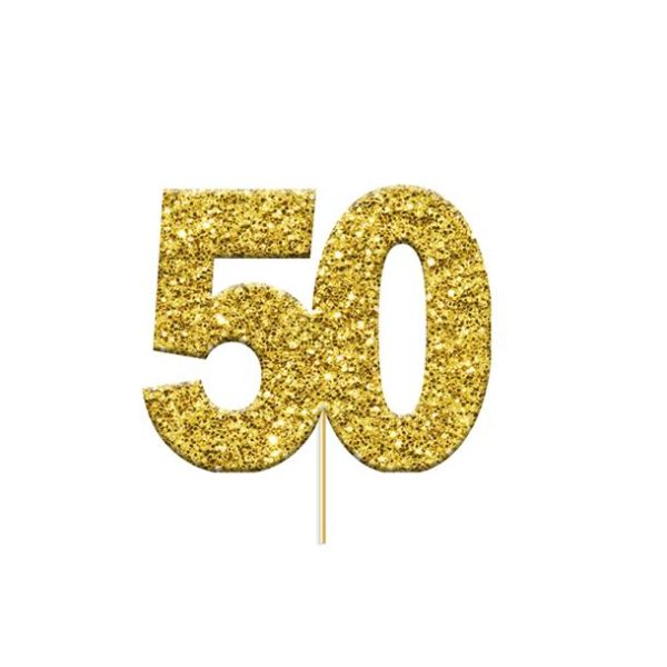 Kaketopp #50 Tosidig gull glitter 12 stk