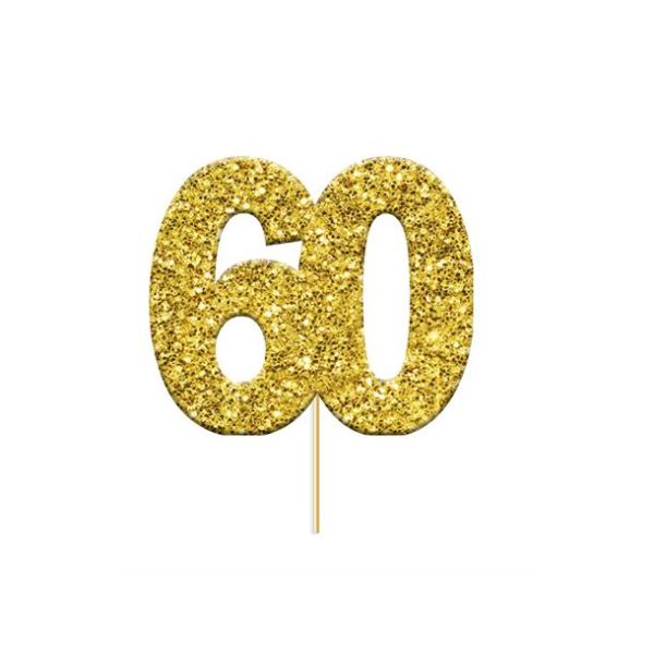 Kaketopp #60 Tosidig gull glitter 12 stk