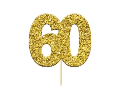 Kaketopp #60 Tosidig gull glitter 12 stk