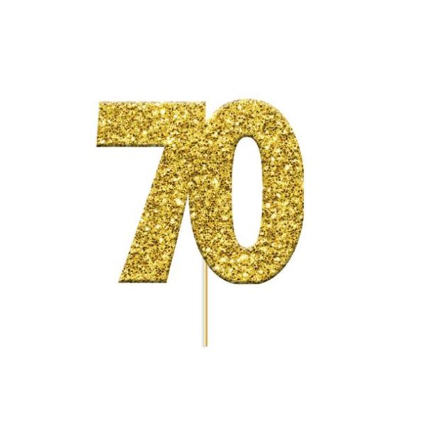 Kaketopp #70 Tosidig gull glitter 12 stk