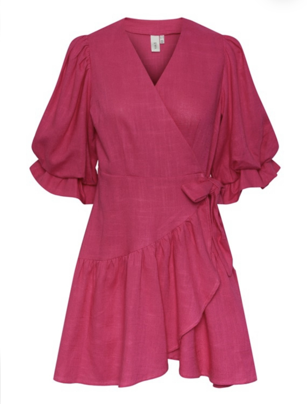 Prima 2/4 Wrap Dress - Fuchsia - Image 2