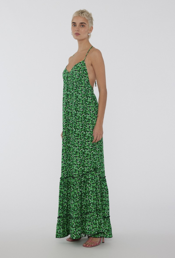 Fine Jacquard Maxi Dress - Classic Green Comb - Image 4