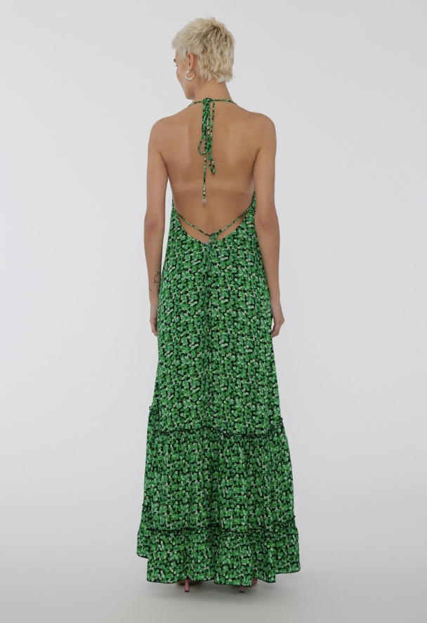 Fine Jacquard Maxi Dress - Classic Green Comb - Image 5