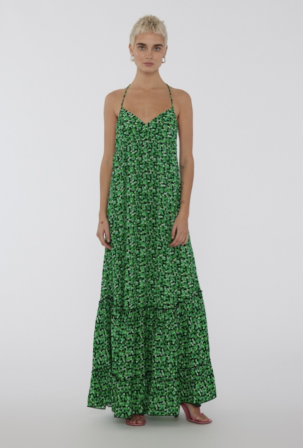 Fine Jacquard Maxi Dress - Classic Green Comb - Image 6