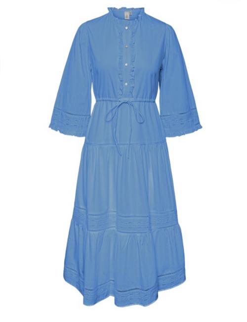 Melinda 3/4 Ankle Dress - Azure Blue 