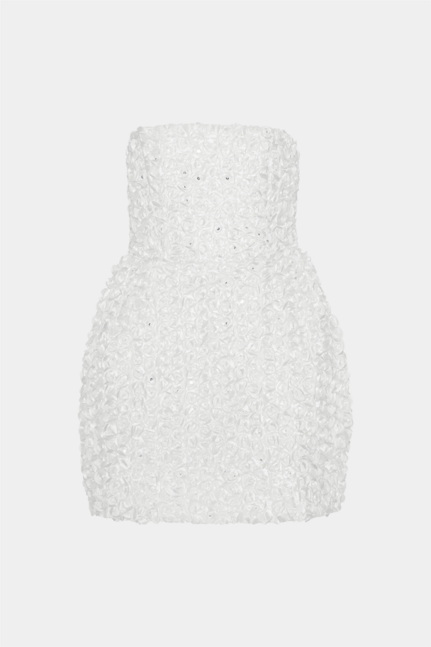 3D Flower mini dress - Bright White - Image 2