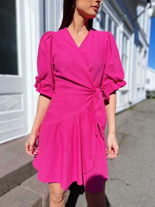 Prima 2/4 Wrap Dress - Fuchsia - Image 1