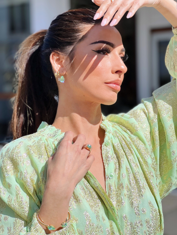 Mini Drop Clasp Earrings - Chrysolite - Image 2