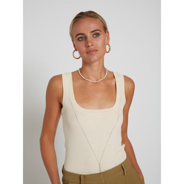 River Ilyana Rib Top - White Cream