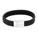 Silver bracelet black calf leather - 12mm 