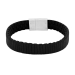 Silver bracelet black calf leather - 12mm 