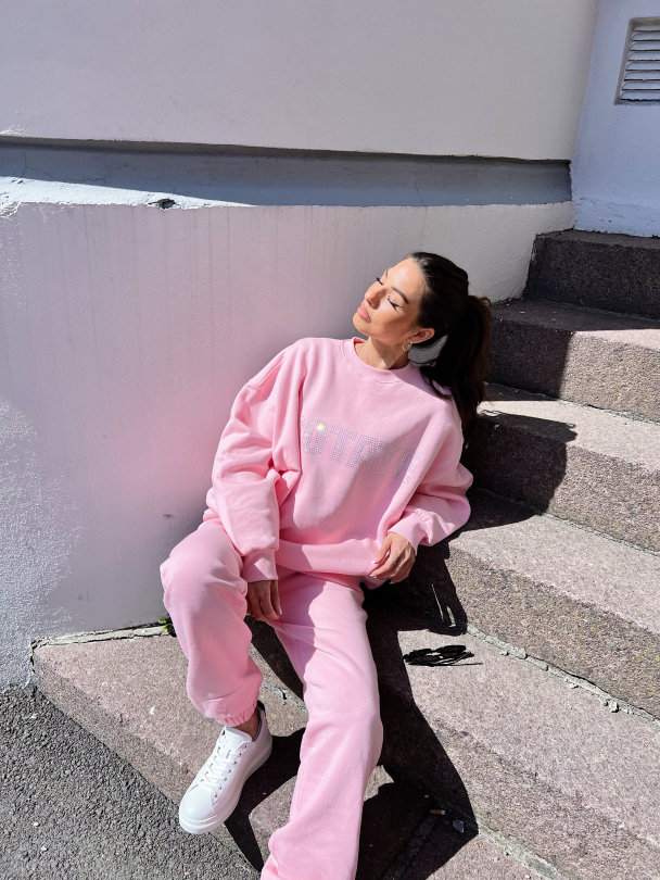 Sweat Pants Crystal Logo - Almond Blossom - Image 3