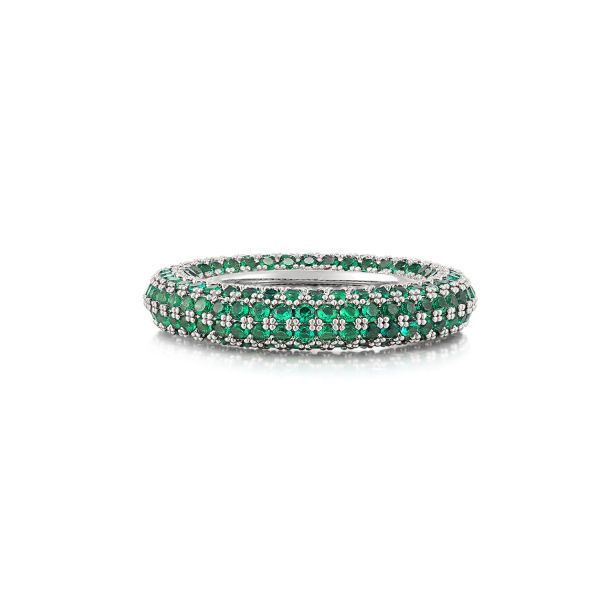 Pave Amalfi Ring - Emerald Green/Silver