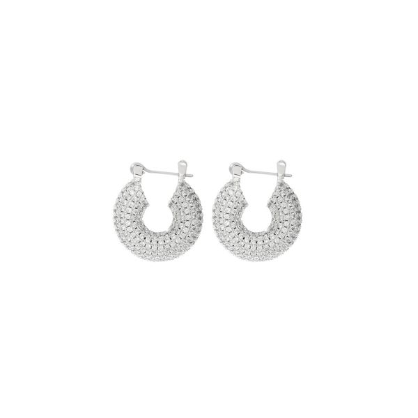 The Pave Mini Donut Hoops - Silver