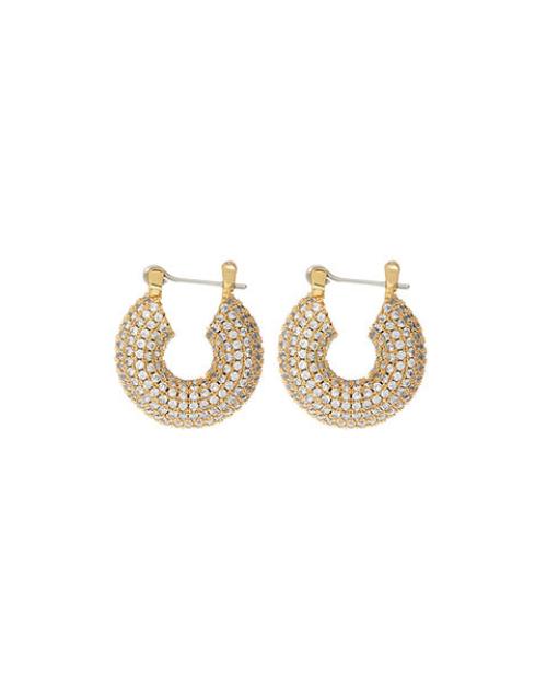 The Pave Mini Donut Hoops - Gold
