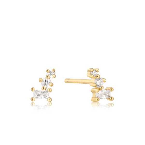Glam Mini Climber Stud Earrings - Gold