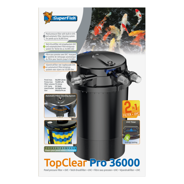 TopClear pro 36000 trykkfilter / 55w UV-C