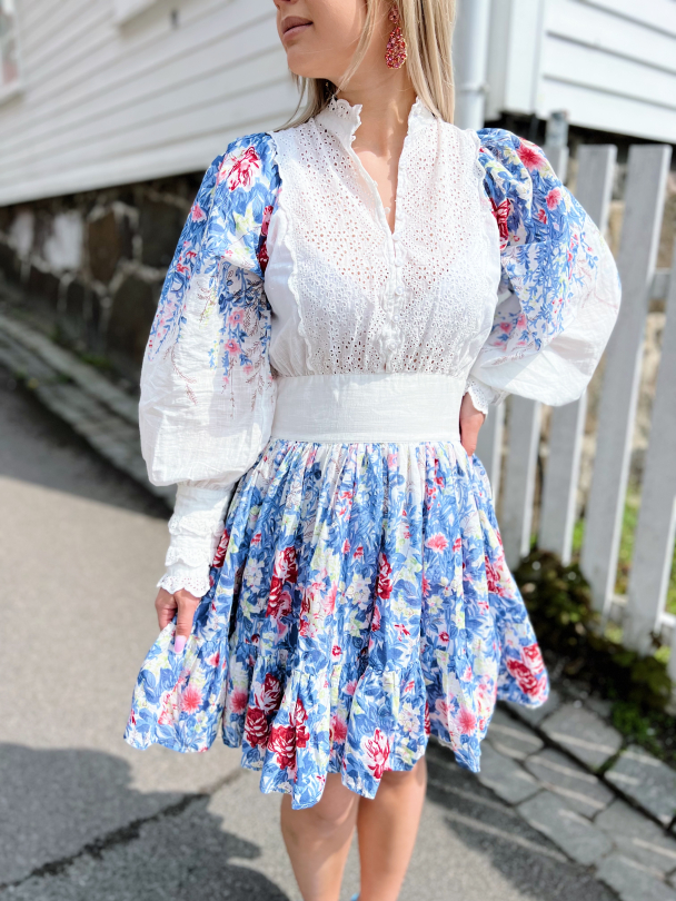 Cotton Slub Mini Dress - Blue Field - Image 1