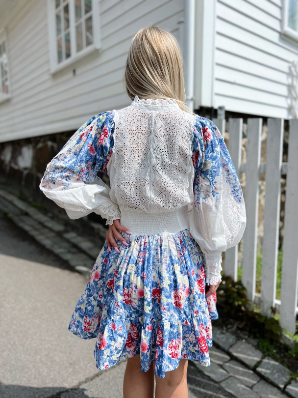 Cotton Slub Mini Dress - Blue Field - Image 2