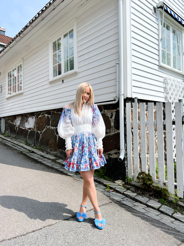 Cotton Slub Mini Dress - Blue Field - Image 3