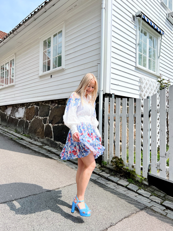 Cotton Slub Mini Dress - Blue Field - Image 5