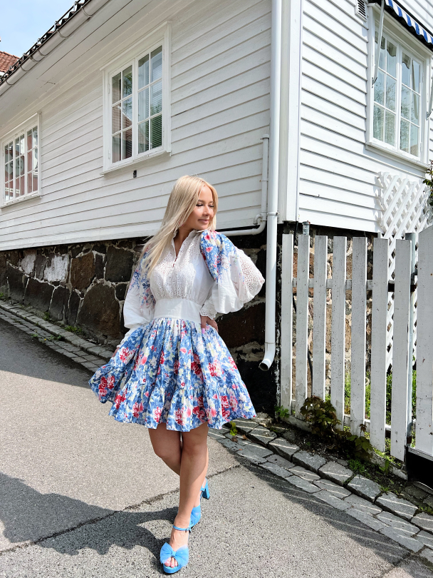 Cotton Slub Mini Dress - Blue Field - Image 6