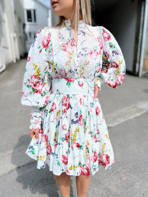 Cotton Slub Mini Dress - Rose Bouquet