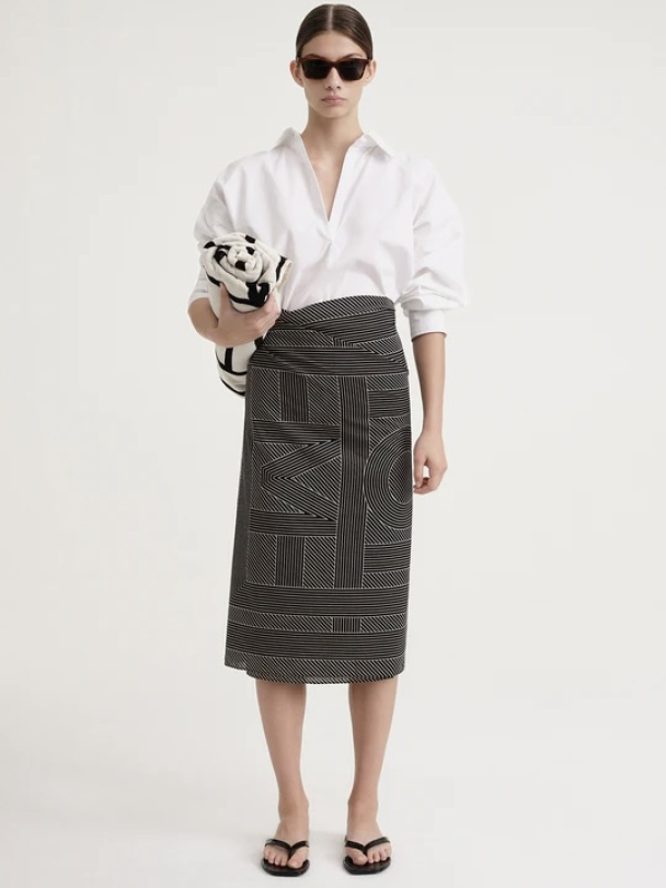 Striped Monogram Cotton Silk Sarong - Image 1