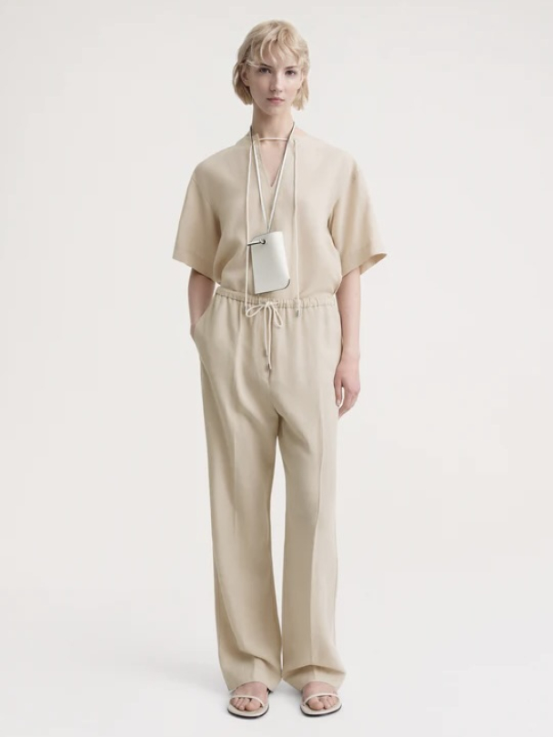 Press-Creased Drawstring Trousers - Image 1