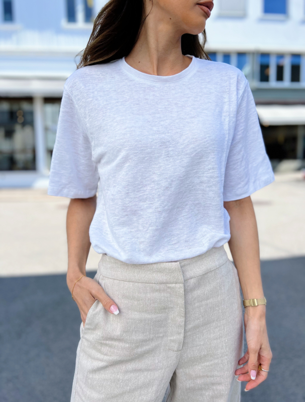 Vilja Linen Tee - White  - Image 1