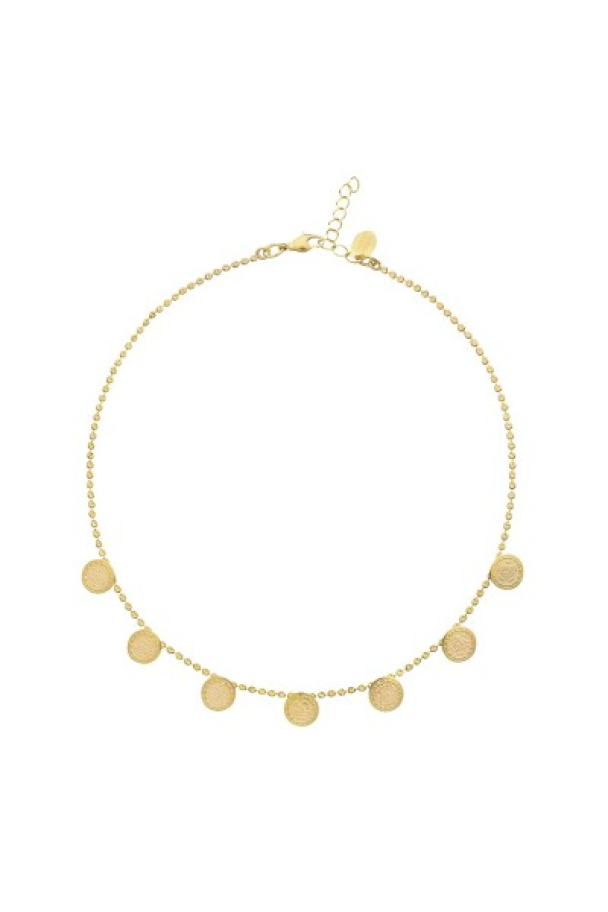 Multi coin necklace - Gold crystal