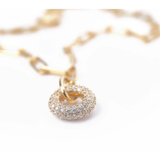 ORELIA Pave Encrusted Doughnut Necklace - Image 2