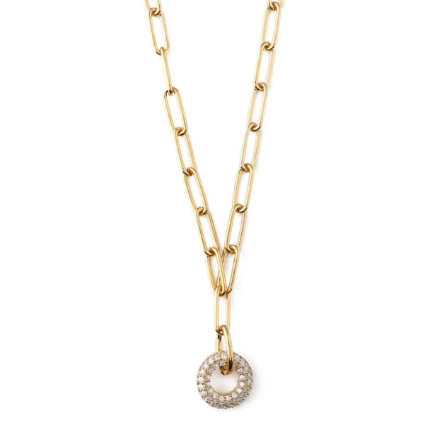 ORELIA Pave Encrusted Doughnut Necklace - Image 1